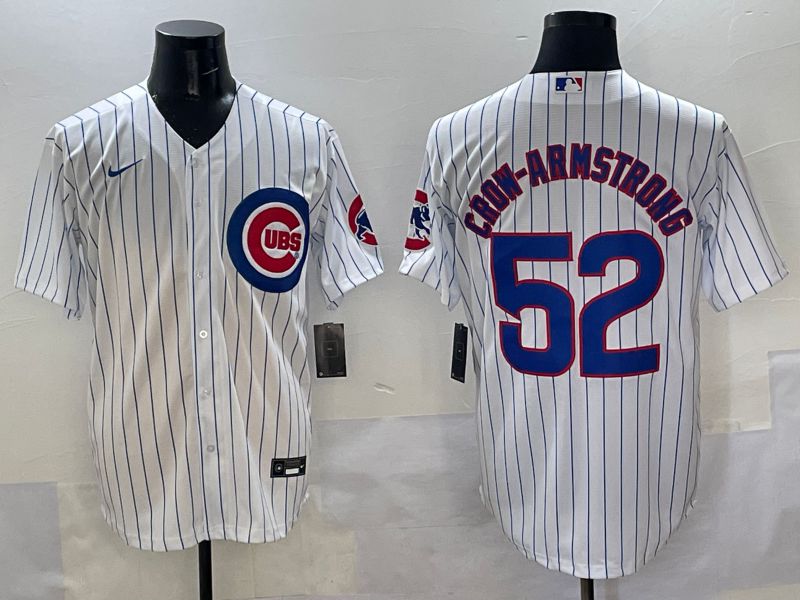 Men Chicago Cubs 52 Crow-Armstrong White Stripe Game 2025 Nike MLB Jersey style 7
